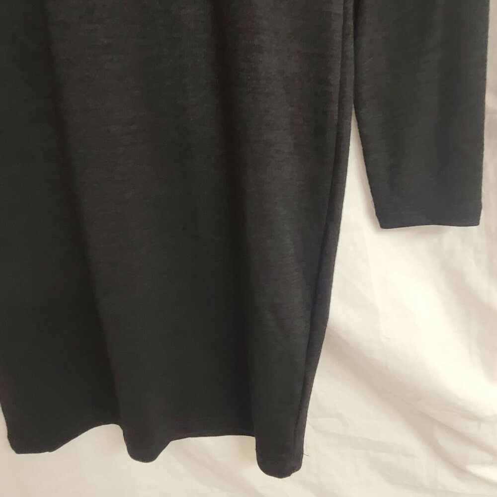 French Connection Dress Size 8 Womens Black Knit Sheath Long Sleeve Knee Length - Picture 5 of 12
